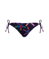 Women Side Tie Bikini Bottom Disco Stars Navy front view