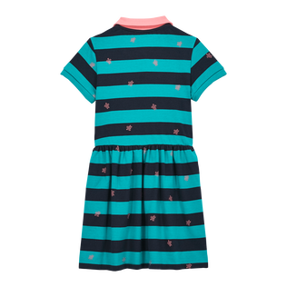 Navy Stripes Kleid mit Hemdkragen für Mädchen Tropezian green Rückansicht