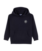 Sudadera con capucha en algodón de color liso para niños Azul marino vista frontal