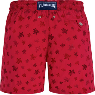 Men Swim Shorts Embroidered Ronde des Tortues - Limited Edition Gooseberry red back view