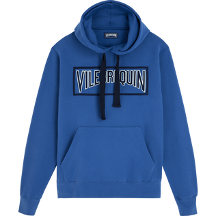 Solid Kapuzenpullover aus Baumwolle für Herren Sea blue Vorderansicht