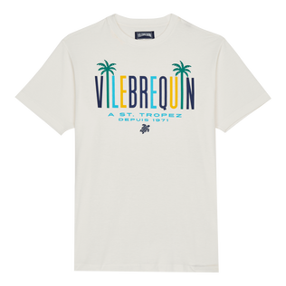 Men Cotton T-shirt Vilebrequin Palms Off white front view