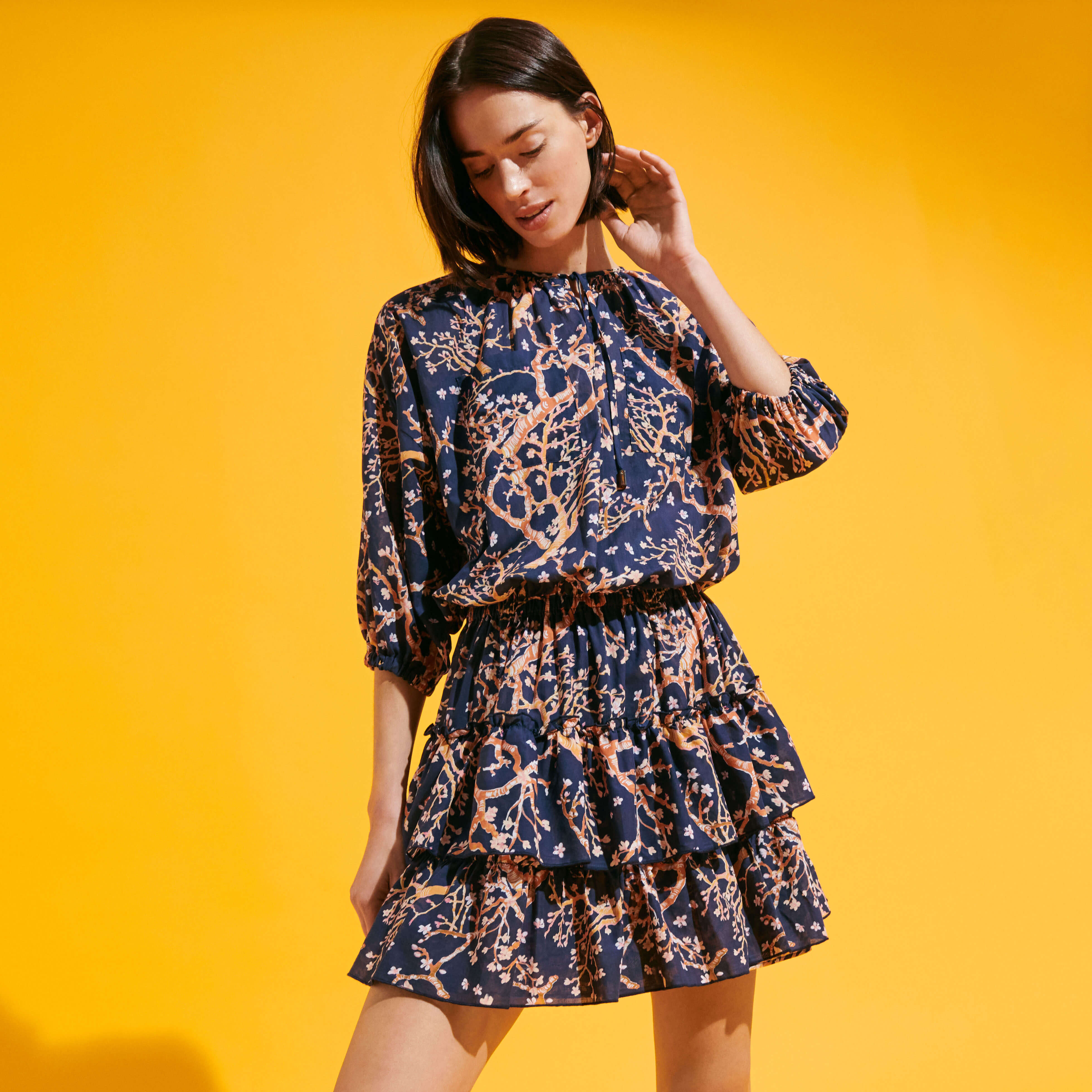 Robe courte volants en coton femme Sweet Blossom
