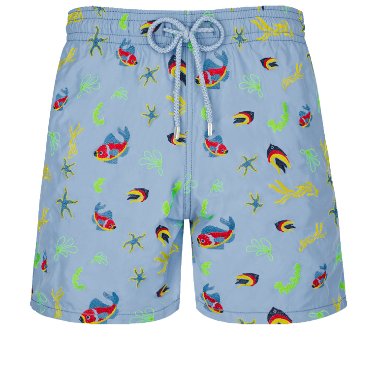 Men Swim Shorts Embroidered Naive Fish - Limited Edition - Swimming Trunk - Mistral - Blue - Size XXXL - Vilebrequin