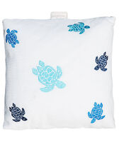 White Cushion Multicolored Turtles Embroidery - VBQ x MX Home White front view