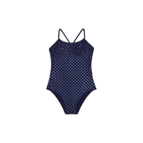 Girls One-piece Swimsuit Relief Sparkling Navy front view