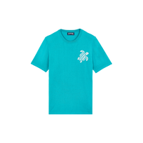 Camiseta de algodón con estampado Jacquard Turtle para hombre Disco green vista frontal