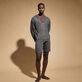 Unisex Linen Full Zip Hooded Sweatshirt Solid Heather anthracite front worn view