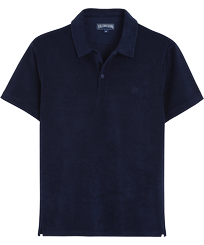 Solid Polohemd aus Jacquard für Herren Marineblau Vorderansicht