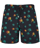 Men Swim Trunks Embroidered Piranhas - Limited Edition Black front view