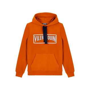 Men Cotton Hoodie Sweatshirt Solid Caramel front view