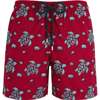 Turtles Jewels Badeshorts mit Stickerei für Herren – Limited Edition Rot Vorderansicht