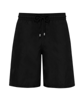 Men Long Swim Shorts Solid Black front view