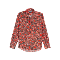 Camisa ligera en gasa de algodón de color liso con estampado Oursinades para hombre Amapola vista frontal