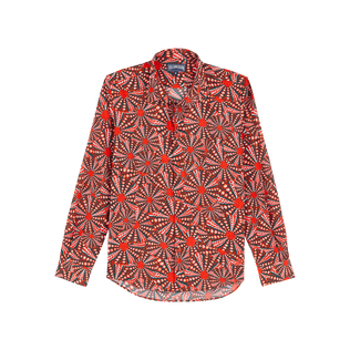 Camisa ligera en gasa de algodón de color liso con estampado Oursinades para hombre Amapola vista frontal