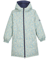 Parka larga reversible con estampado Tortues Hypnotiques para niño Azul marino vista frontal