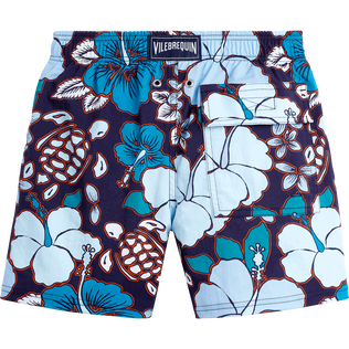 Boys Stretch Swim Trunks Tropical Turtles Midnight back view