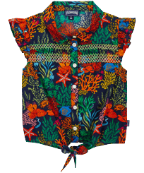 Chemise fille Fonds Marins Multicolores Bleu marine vue de face
