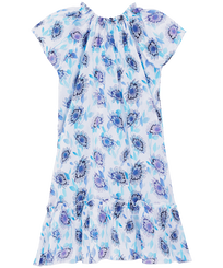 Girls Others Printed - Girls Cotton Dress Flash Flowers, Purple blue front view