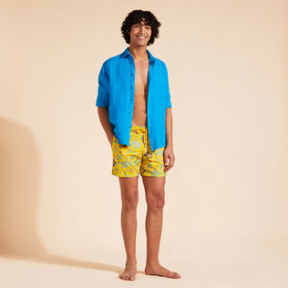 Men Swim Shorts Embroidered Tropical Turtles - Limited Edition Corn 细节视图1