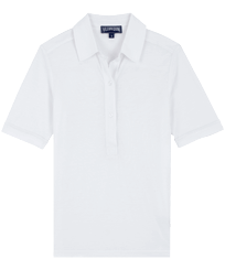 Solid Polohemd für Damen Weiss Vorderansicht