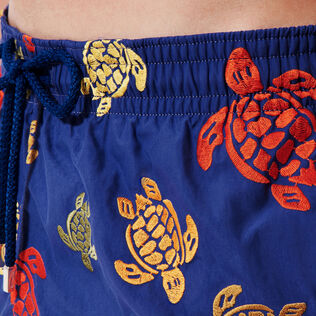 Men Embroidered Swim Shorts Ronde Des Tortues - Limited Edition Purple blue details view 1