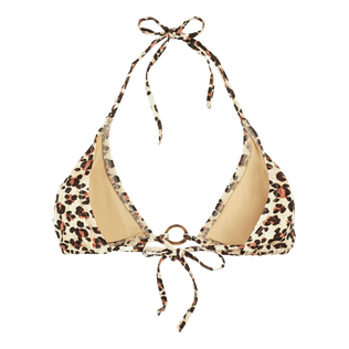 Women Triangle Bikini Top Turtles Leopard Straw back view