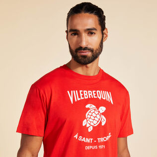 T-shirt en coton imprimé logo tortue homme Coquelicot vue de détail 2