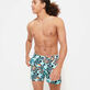 Men Flat Belt Stretch Swim Shorts Screen Turtles Lagoon front worn view