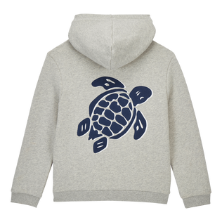 Boys Front Zip Sweatshirt Turtle print at the back view Heather grey back
