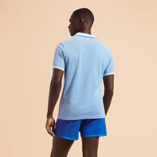 Men Cotton Changing Color Pique Polo Shirt Thalassa back worn view