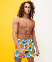 Men Swim Trunks Marguerites White front worn view