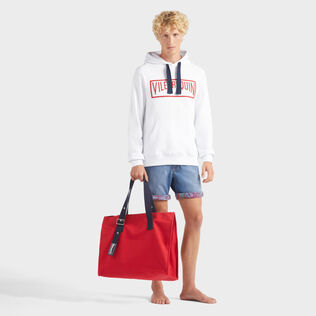 Men Cotton Hoodie Sweatshirt Solid White details view 1