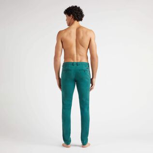 Men Tencel Cotton Chino Pants Solid Ivy back worn view