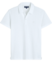 Polo de color liso en tejido jacquard para hombre Blanco vista frontal