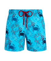 Men Swim Shorts Embroidered Crab Balloons - Limited Edition Blue topaz front view