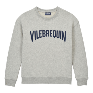 男童 Vilebrequin 徽标纯棉圆领运动衫 Heather grey 正面图