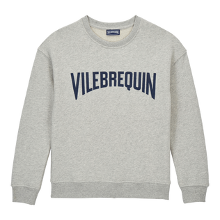 Sudadera de algodón con cuello redondo y logotipo de Vilebrequin para niño Gris jaspeado vista frontal
