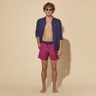 Men Wool Swim Shorts Super 120's Crimson purple details view 1