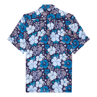 Camisa de bolos de ramio con estampado Tropical Turtles para hombre Midnight vista trasera