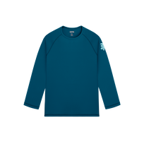 Men UV Protection Long Sleeves Rashguard Solid Peacock front view