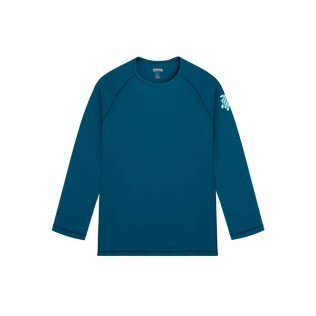 Men UV Protection Long Sleeves Rashguard Solid Peacock front view