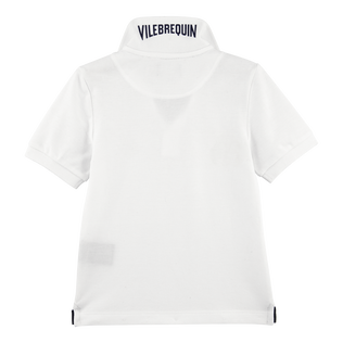 Cotton Pique Boys Polo Shirt Solid White back view