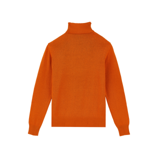 Pull col roulé en coton et cachemire homme uni Caramel vue de dos
