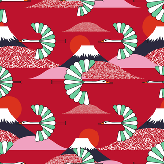 Bañador elástico con estampado Japan Birds para hombre Peppers estampado