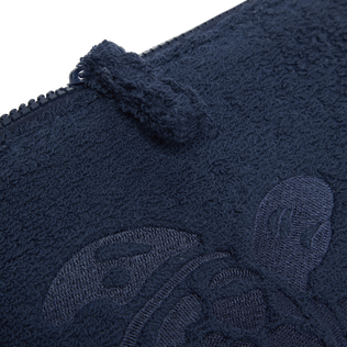 Bolsa de playa de tejido terry de color liso unisex Azul marino detalles vista 4