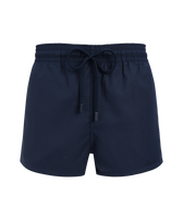 Men Short Merino Wool Swimwear Micro Carreaux - Vilebrequin x The Woolmark Company Navy front view