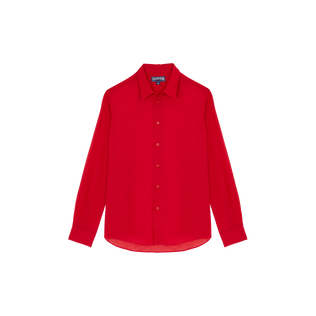 Camisa ligera en gasa de algodón de color liso Lipstick vista frontal