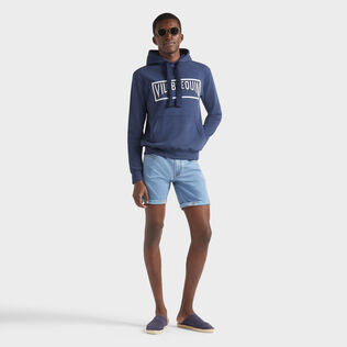 Solid Sweatshirt aus Baumwolle für Herren Marineblau Details Ansicht 1