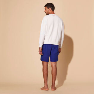 Men Sweatshirt Embroidered Cocorico ! White back worn view